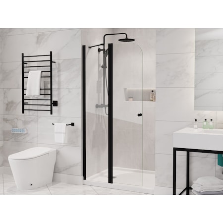 Anzzi Romance 72in x 335in Frameless Swinging Shower Door in Matte Black SD-AZ14-01MB